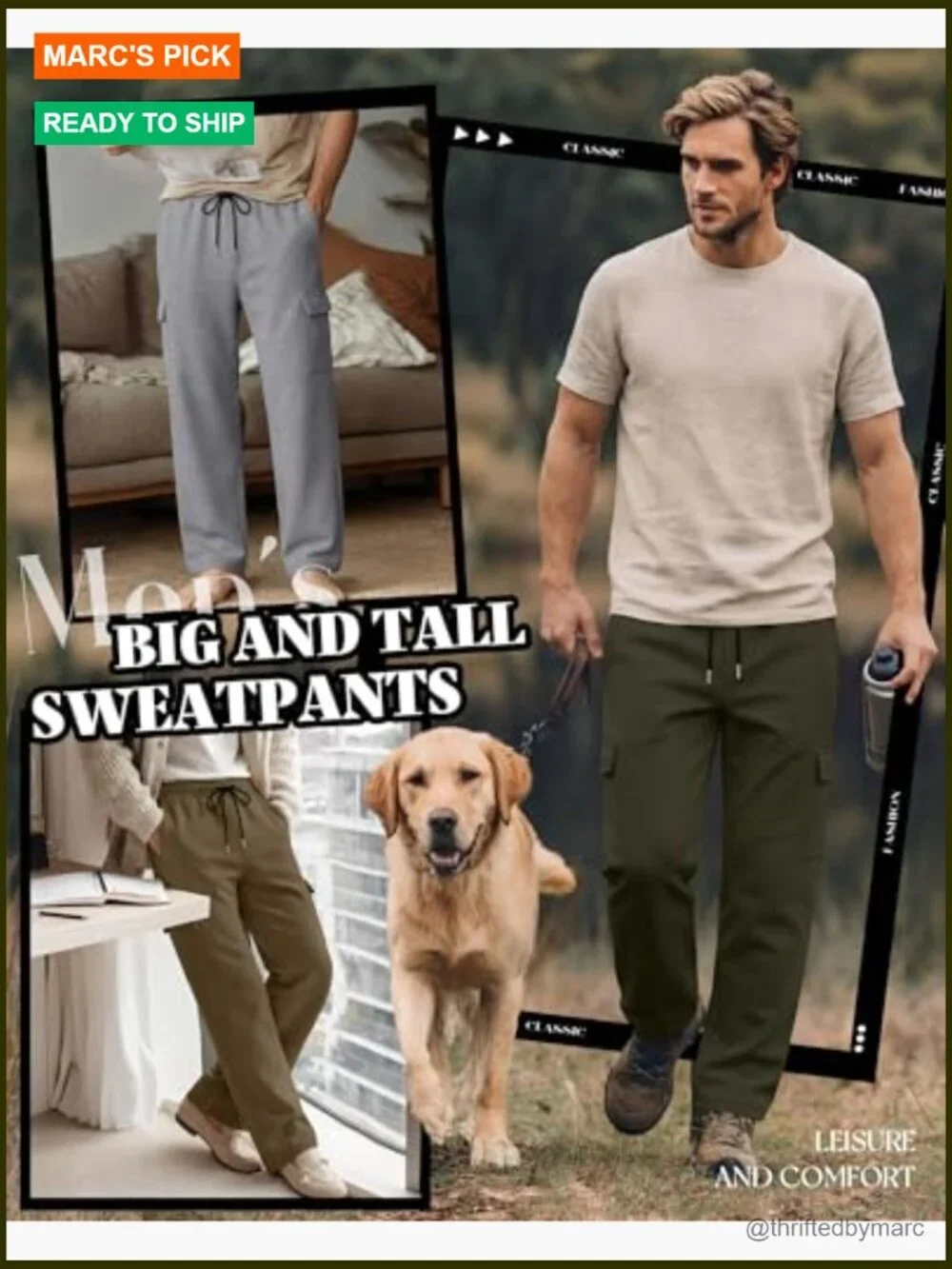 4 Pack Big & Tall Cargo Sweatpants Baggy Wide Leg Joggers with Pockets
